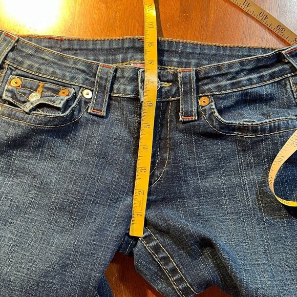 True Religion Becca Low Rise Flare Bootcut Jeans Women 30 Waist Y2K 00s Dark USA - Picture 14 of 16